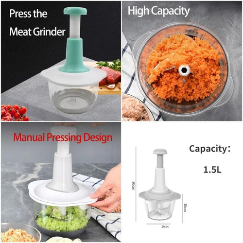 Manual Chopper Machine Hand Chopper Vegetables Push Chopper 1.5 L Capacity